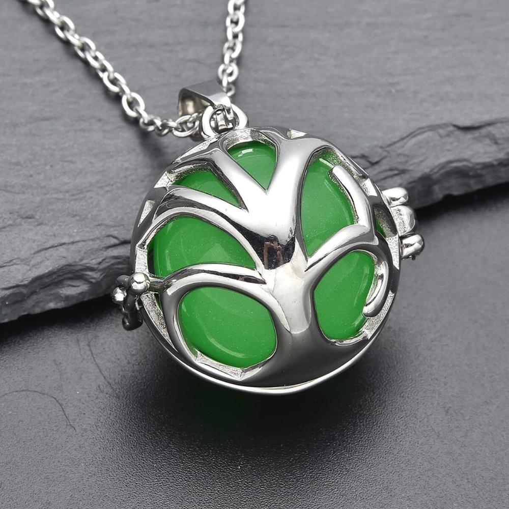 Night Glow Tree of Life Silver Openable Pendant Necklace